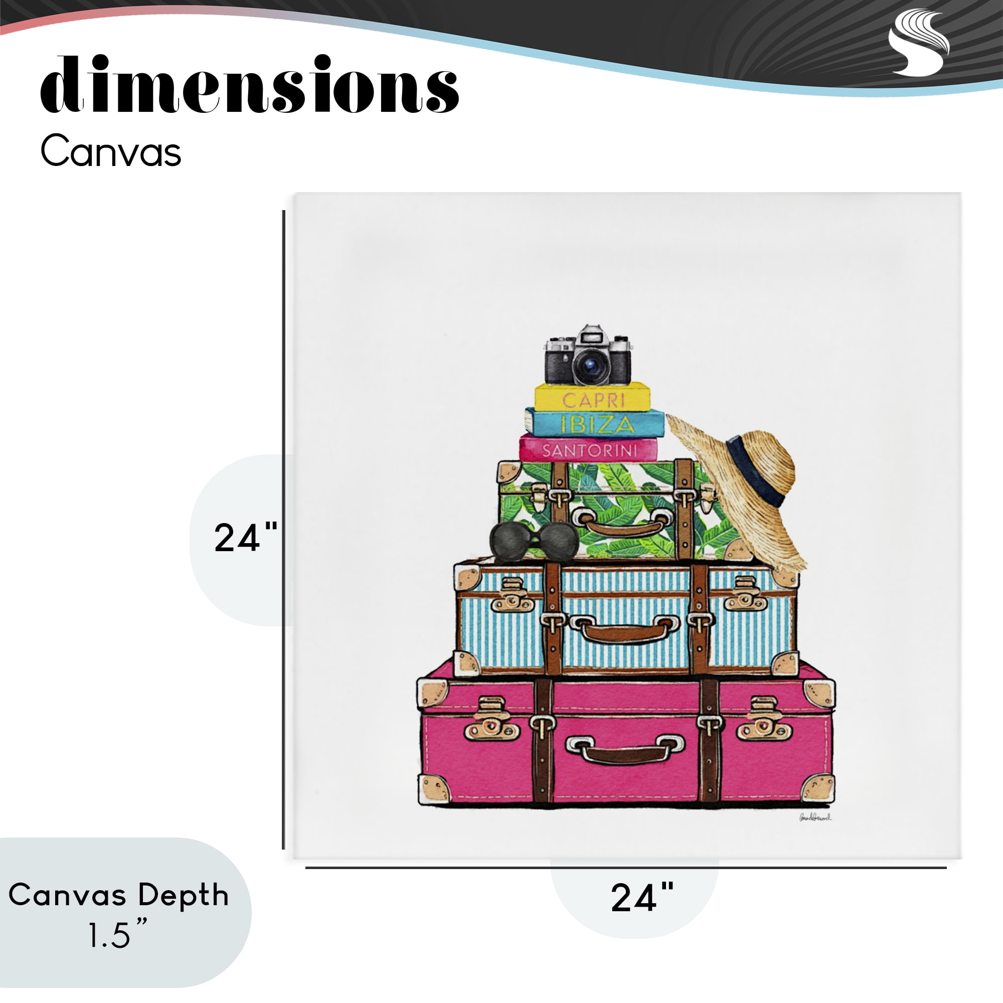 Stupell Industries Glam Travel Suitcases Canvas Wall Art, design by Amanda Greenwood
