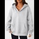 thumbnail image 5 of Sudadera con Capucha de Gran Tamaño con Cuello en V y Abertura para el Pulgar para Mujer, Estilo Y2K, Moda de Otoño. Gris L, 5 of 8