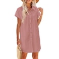 thumbnail image 1 of Vestido de verano Zeagoo 2025 de lino y algodón con cuello en V rosa para mujer, 1 of 6