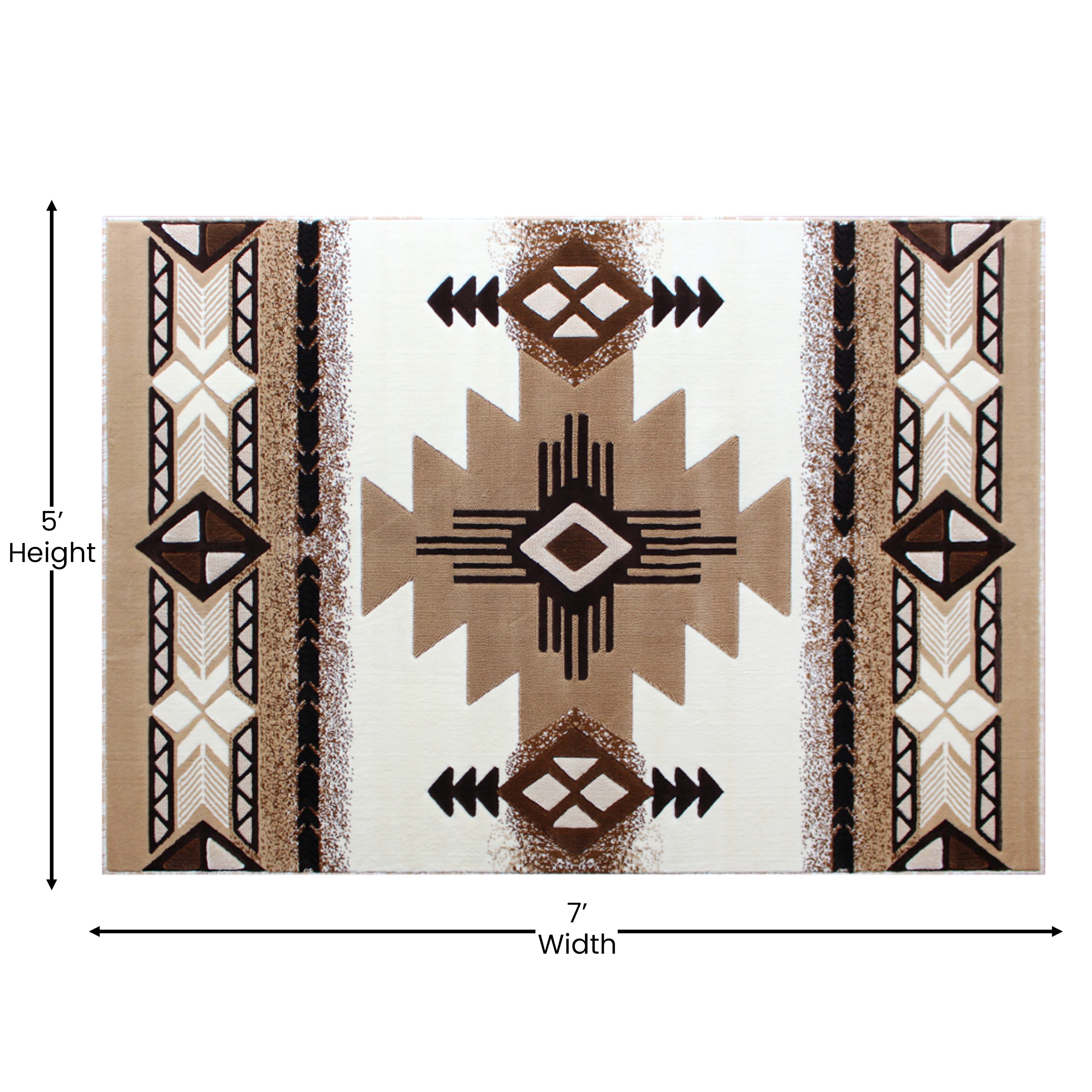 BizChair South West Native Area Rug Design C318 Ivory (5 Feet X 7 Feet)