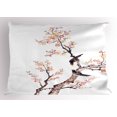 thumbnail image 1 of Art Pillow Sham Traditional Chinese Paint of Flowers Plum Blossom Birds on Tree Romance Print, Decorative Standard Size Printed Pillowcase, 26 X 20 Inches, Pale Yellow Brown, by Ambesonne, 1 of 2