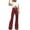 Wine, variant on Cute Distressed Pants Full Length Pants Women's Fashion Slim Fit Comfortable Solid Color Pocket Casual Flared Pants Bootcut Pants for Ladies