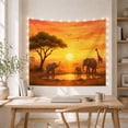 thumbnail image 5 of African Savanna Elephants at Sunset, Majestic Illustration for Nature Lovers, Wildlife Wall Art Decor Housewarming Gift Tapestry Wall Hanging for Living Room and Bedroom, 5 of 7