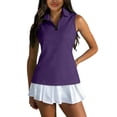 thumbnail image 3 of Hearthz Women's Sleeveless Golf Polo Shirts Quarter Zip Collared Womens Shirts Casual Quick Dry Workout Tennis Women Polo Shirts, 3 of 8