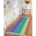 thumbnail image 3 of Rainbow Colored,Entryway Runner Rug 2x4ft,Abstract Ombre Red Green Blue Purple Art Washable Woven Living Room Hallway Bedroom Kitchen Carpet with Tassels,Indoor Outdoor Throw Door Mat for Entryway, 3 of 5
