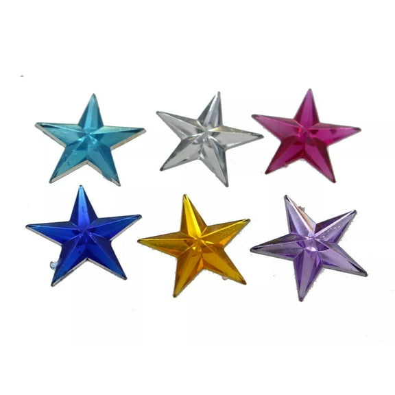U8MO 100 Mixed Color Acrylic Flatback Star Rhinestone Gems 20mm DIY Embellishments