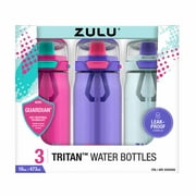 Zulu Flex Tritan Plastic 16oz Pink Water Bottle Set, 3-pack