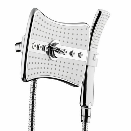 - 4 Setting Multi-Function Bathroom Rectangular Waterfall Rainfall ABS Chrome Jet Shower Head Handheld Wand Combo