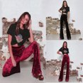 thumbnail image 2 of Pantalones largos de mujer de primavera y otoño, micropantalones de mujer europeos y americanos, pantalones anchos casuales de terciopelo dorado de cintura alta para mujer, 2 of 5
