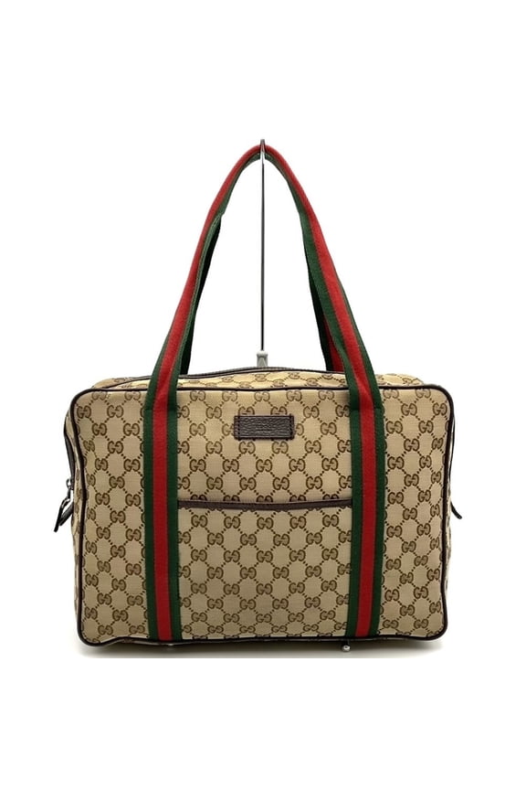 Pre-Owned GUCCI 189753 GG Canvas Sherry Tote Bag Shoulder Brown Women's