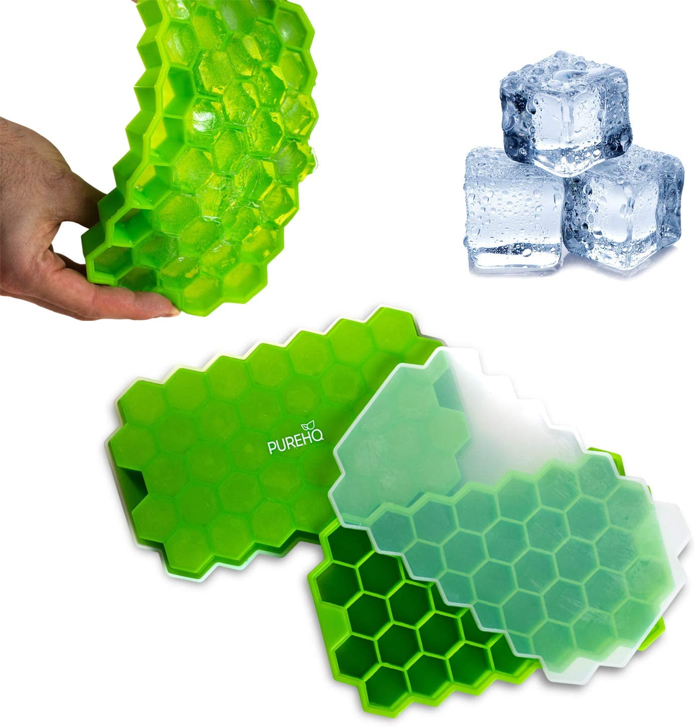 Ice Cube Trays for Freezer, 74 Hexagon Shape Stackable Ice Trays - 2 Pack