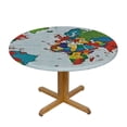 thumbnail image 3 of HAOXIT Round Fitted Tablecloth, World Map Elastic Edged Polyester Table Cover, Colorful Political Print Fitted Table Pad, Fits Round Tables, for Tabletop Decoration 42-46, 3 of 8