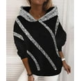 thumbnail image 2 of HLSOHJP Women's Shiny Sequin Hooded Sweatshirt Long Sleeve Casual Bling Sparkly Striped Color Block Pullover Hoodies, 2 of 5