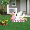 thumbnail image 2 of VictoryStore Yard Sign Outdoor Lawn Decorations - It's a Girl Stork, Baby Announcement Yard Sign (Dark Skin Toned Baby), 2 of 9