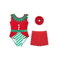 thumbnail image 3 of TTAO Christmas Gymnastics Leotards for Girls Dance Ballet Outfits Tumbling Biketard with Shorts and Hairband Set Red 6, 3 of 5