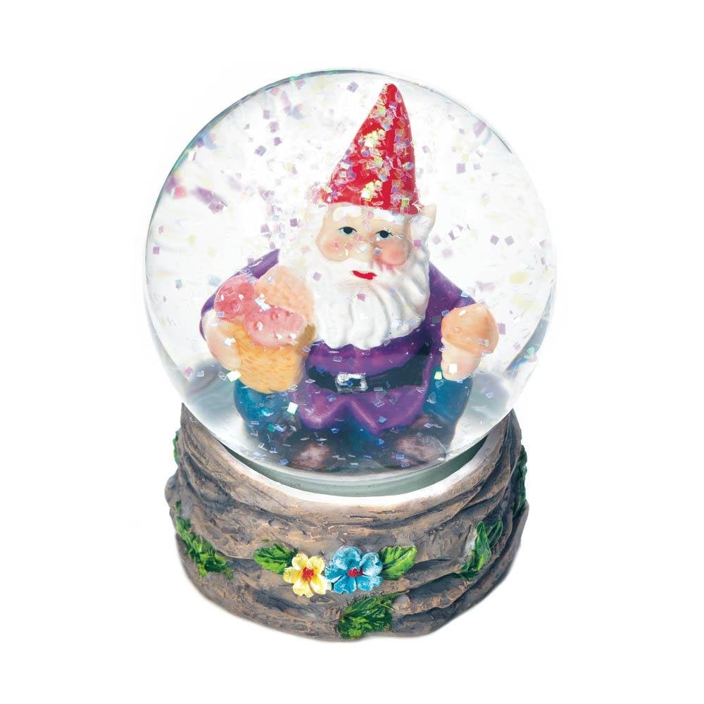 Kids Snow Globe, Happy Garden Gnome Glass Glitterdome Modern Snow Globe