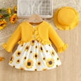 thumbnail image 2 of Gvdentm Plaid Clothes for Girls Floral Print Sleeveless Dress and Ruffle Cardigan Hat Set Fall 3 Piece Outfits(Gold,12-18 Months), 2 of 9