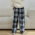 thumbnail image 5 of HAiming Women's Pajama Pants Plaid Drawstring High Waisted Wide Leg Pants Winter Thick Comfy Loungewear with Pocket, 5 of 5