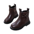 thumbnail image 2 of Lutiedan Girls Ankle Boots with Side Zipper Comfort Slip-Resistant Shoes Bow Decor Princess Boots for Toddler Little Big Kids,Brown,29, 2 of 7