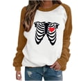 thumbnail image 1 of Blusa de manga larga con estampado de esqueleto de Halloween a la moda para mujer, suéter informal con cuello redondo, Tops, camisetas Fridja  fjkfkj6932, 1 of 6