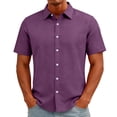 thumbnail image 2 of Men's Stretch Wrinkle-Free Soft Slim Fit Dress Shirts Short Sleeve Formal Wedding Business Casual Button Down Shirt,L, 2 of 6
