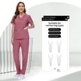 thumbnail image 3 of Niaahinn Women's Scrub Set -  Soft Stretch V-Neck Top & Elastic Waist Jogger Uniform, 8 Colors, 3 of 7