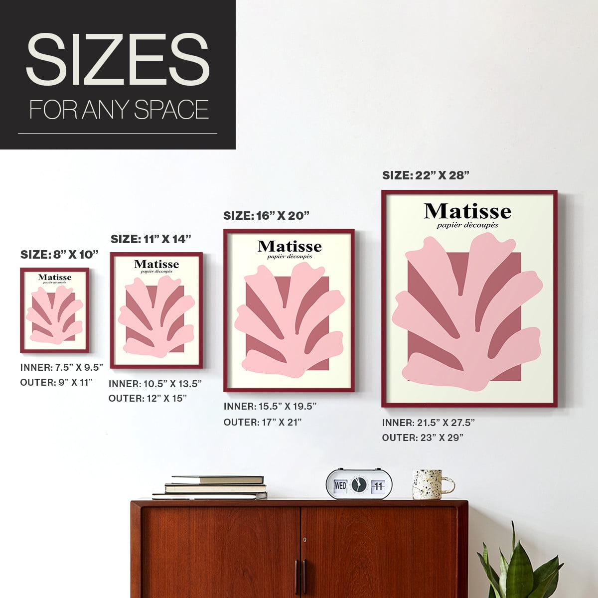 Matisse CCCLV in Red Solid Wood 8 x 10 Framed Print