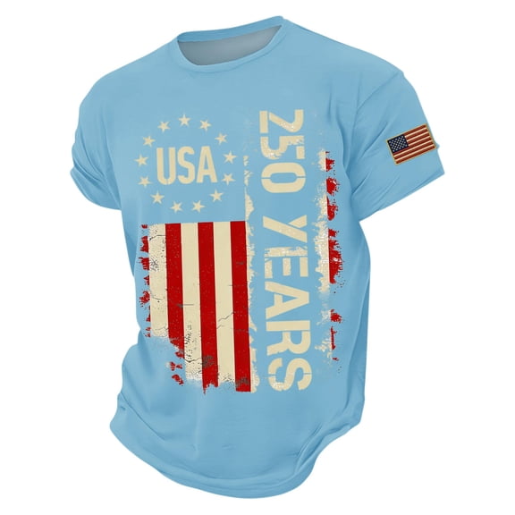 America 250 Shirt Men Casual 250 Years of Freedom T Shirt Short Sleeve Tshirts Trendy Independence Day Tops
