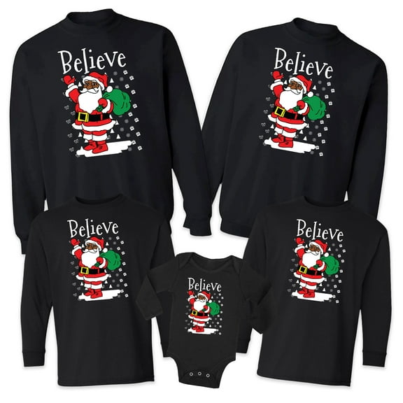 2020 Matching Family Christmas Sweaters - Santa Sweatshirt - Mom Dad Kid Baby Christmas Outfits - Believe Sweater