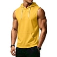 thumbnail image 2 of Men's Sleeveless Hoodie Casual Vintage Washed Muscle Tank Top Workout Gym Loose Fit Drawstring Hooded Shirt Summer Tops,L,Orange, 2 of 7