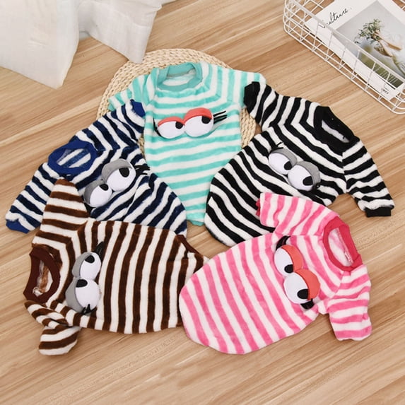 SPRING PARK Puppy Pet Dog Clothes Striped Round Neck Spring Keep Warm Soft Cute T-shirt Jumper Vest
