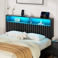 thumbnail image 1 of Greenstell Full Size Adjustable Storage Headboard Only - Modern Upholstered Head Board with LED Lights, Charging Station & Soft Padding, Black, 1 of 8