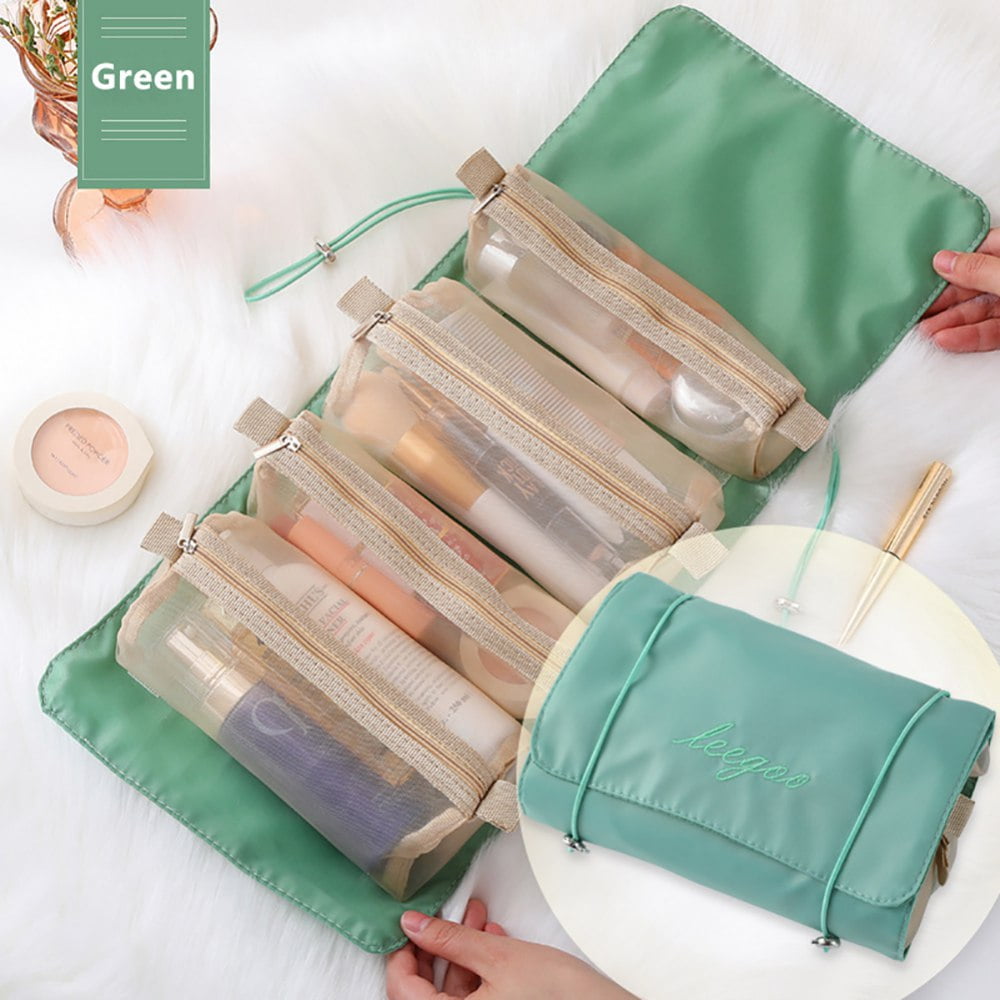 Roll-Up Makeup Bag / Toiletry Kit / Travel Organizer for Women ,4-in-1 