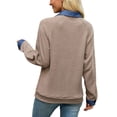 thumbnail image 7 of Wevis Women's Denim Collar Knit Sweater, Long Sleeve Henley Button Down Autumn Blouse, Casual Loose Fall Pullover Tops, 7 of 7