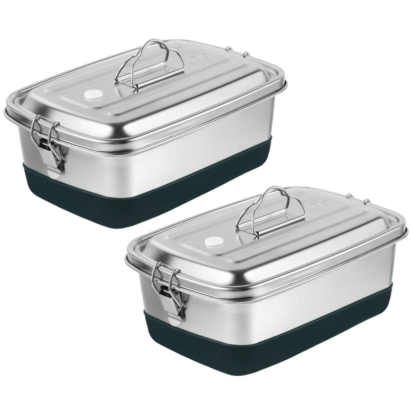 Stainless Steel Bento Box 2L / 67.6 oz 3-Compartment Lunch Container for Youngsters & Adults, Double Layer, Leak-Proof Food Storage with Handle, 8.7 x 6.1 x 3.5 in