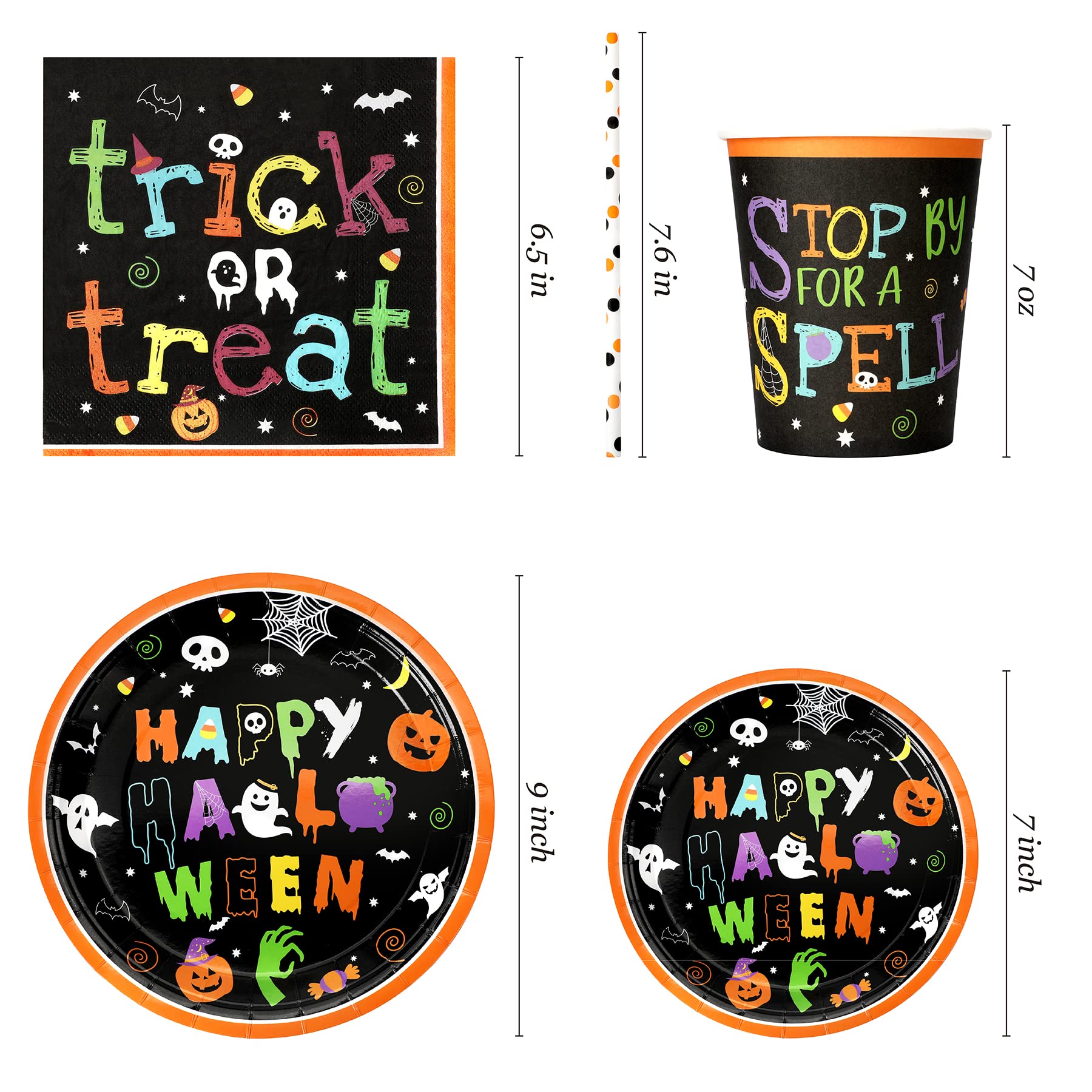 Halloween Party-Set Für 24 Personen – Inkl. Teller, Becher, Servietten, Tischdecke & Banner