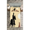 thumbnail image 3 of Ambesonne Western Quilted Bedspread Set 2 Pcs, Cowboy Horse Sunset, Twin Size, Yellow Orange Black, 3 of 3
