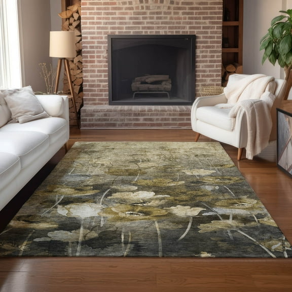 Addison Rugs Chantille Indoor/Outdoor Transitional Floral Taupe Washable Rectangle Rug, 2'6" x 3'10"