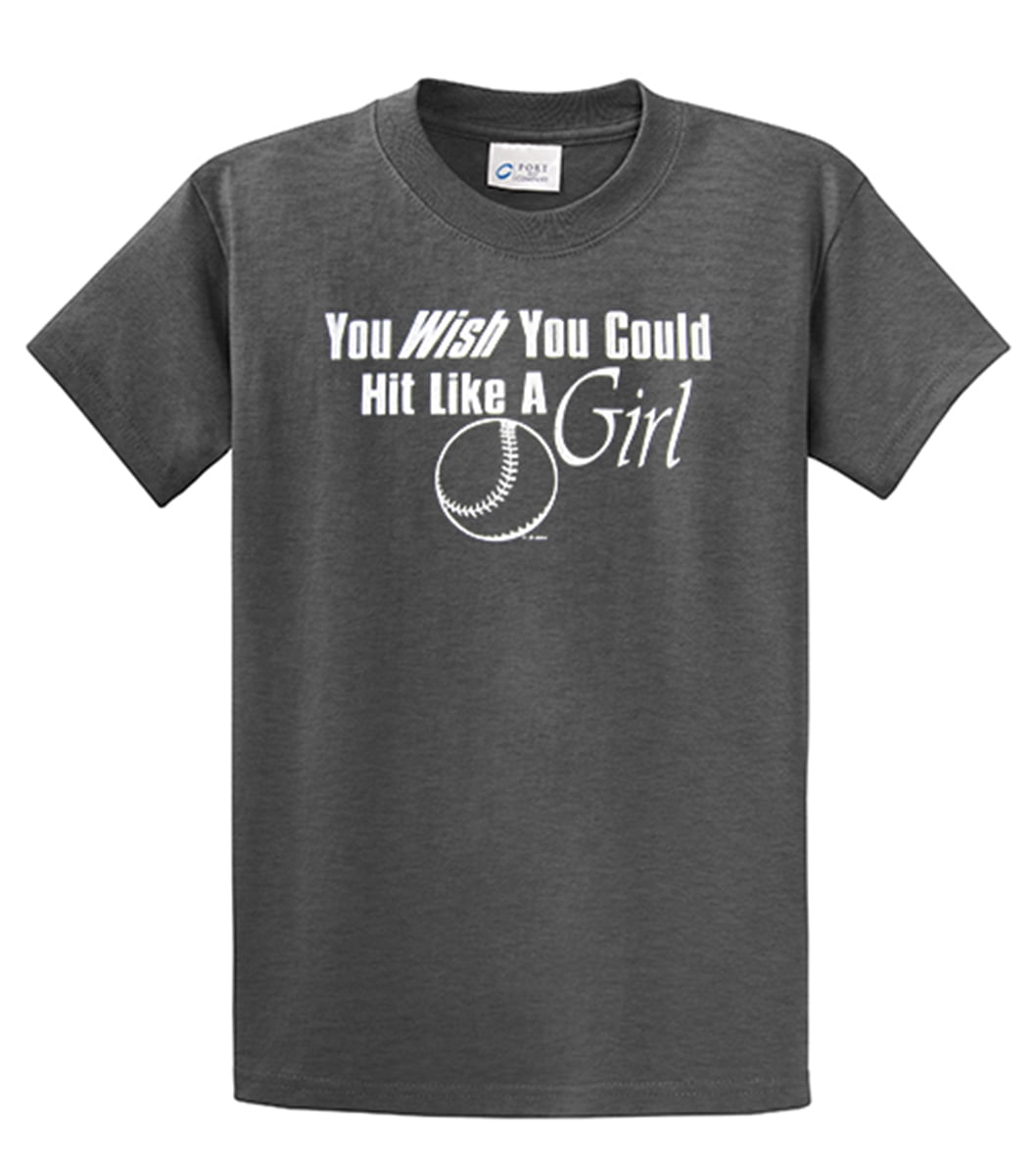 Softball Short Sleeve T-shirt Wish You Could Hit Like A Girl Funny Girls Fast - Picture 41 of 90