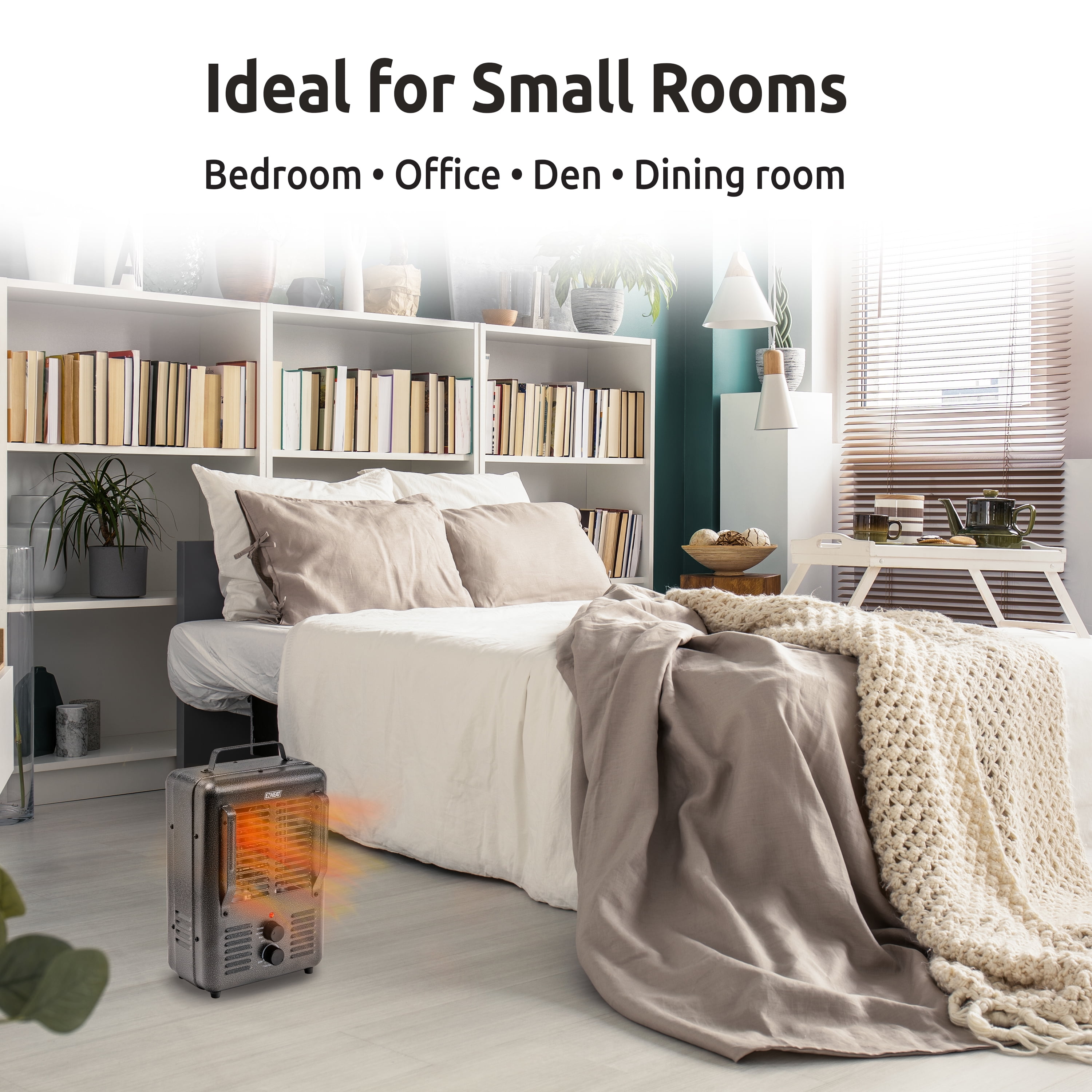EZ-Heat Milkhouse Style Utility Space Heater with Adjustable Thermostat, Grey