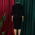 thumbnail image 5 of AURA Plus Size Elegant African Bodycon Midi Dress Large Lapel Three Quarter Sleeve High Waist Work Office Dress, 5 of 10