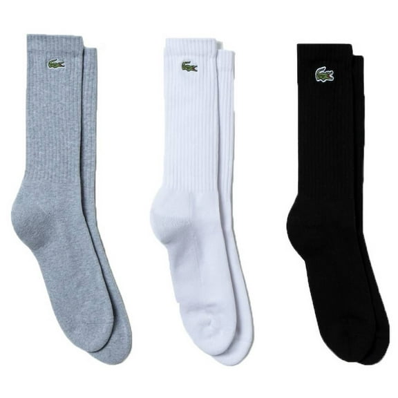 Lacoste Sports High Cut 3 Pack Socks - Grey/White/Black