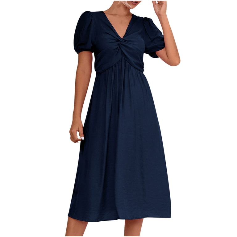 Edvintorg Dresses for Women Elegant Fashion Casual Deep V-Neck Sleeveless  Solid Color Ladies Dresses - Walmart.com