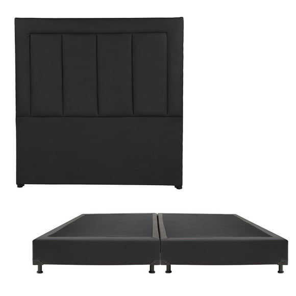 Box Base Cama King Size + Cabecera Devon Negro
