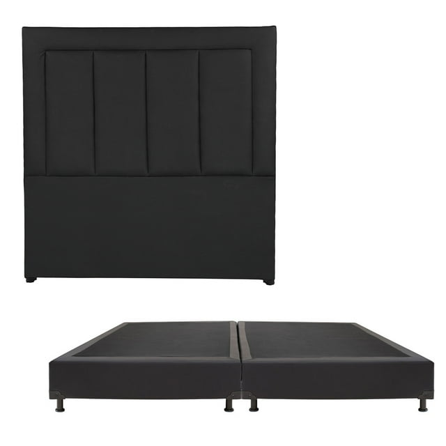 Box Base Cama King Size + Cabecera Davos Negro