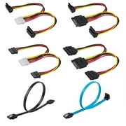 Set of 6, SATA Power Splitter Cordand SATA III Cable 6.0 Gbps, findTop Straight and 90 Degree SATA 3.0 Cable, SATA 15