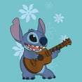thumbnail image 2 of Girl's Lilo & Stitch Floral Ukulele Dance  Graphic Tee Tahiti Blue Large, 2 of 4