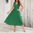 thumbnail image 4 of Tbopshirt Dresses for Women 2025,Women's Summer Sleeveless Slim Fit Pleated Dress V-neck Occidental Dress, 4 of 5