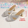 thumbnail image 4 of Gpaecead Women Sequined Rhinestone Low Heel Mules Square Toe Glitter Crisscross Strap Metallic Heel Spring Summer Party Elegant Shoes,Silver, 4 of 8