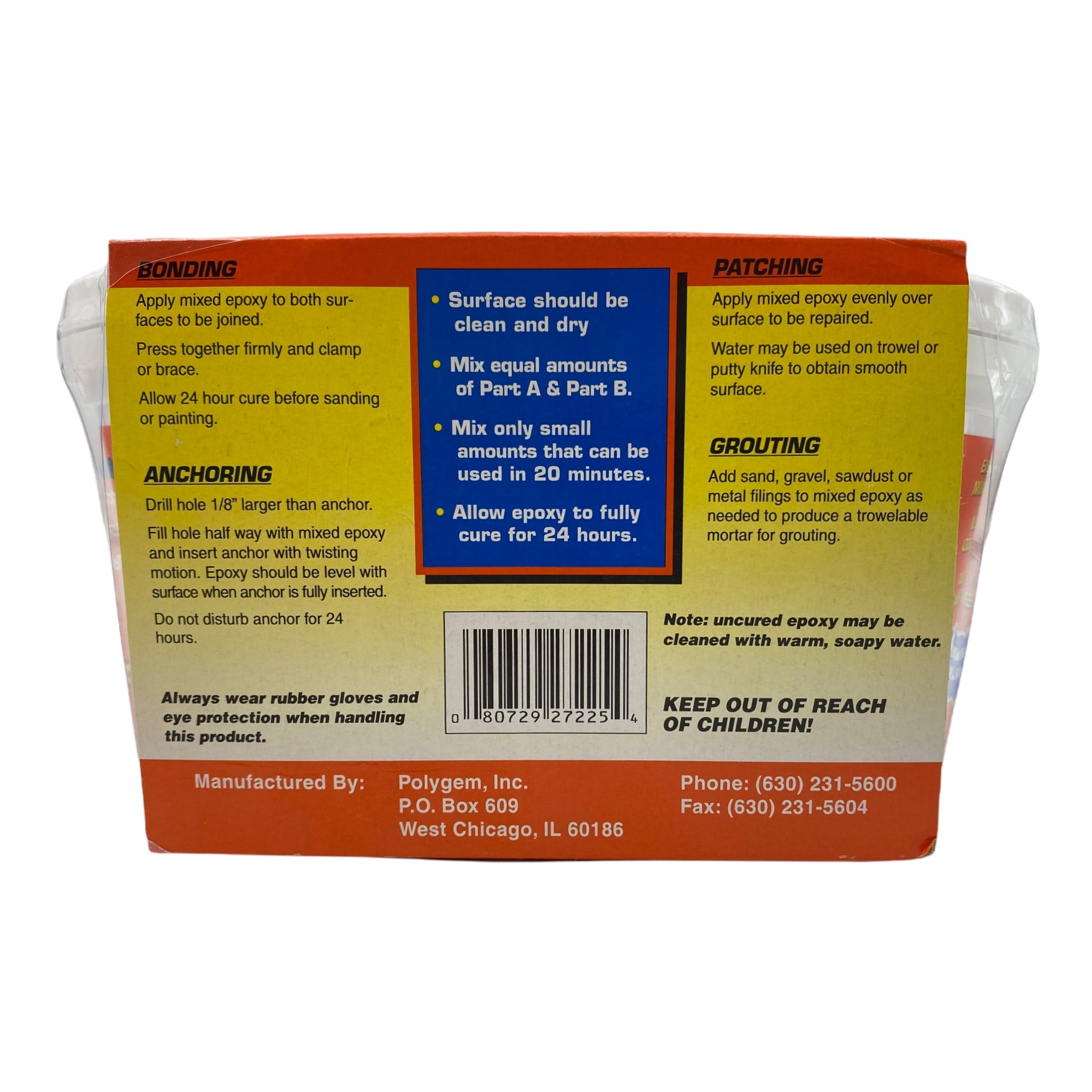 Polygem LCR Epoxy Crack Sealer Repair Paste, High-Strength 2-Part System, Cures Gray